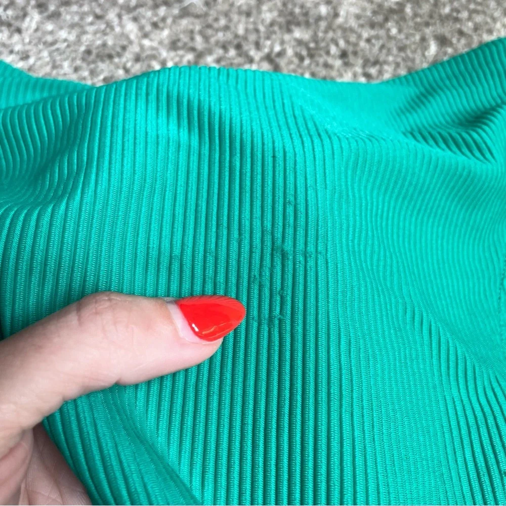 Frankie's Bikinis Jenna High Waist Ribbed Bikini Bottom in Emerald
